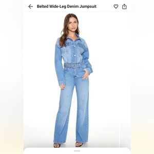 NWT…Forever 21 Denim Jumpsuit with Belt and Pockets